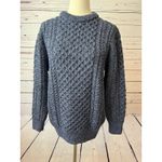 Original Aran Knit Sweater Medium 100% Merino Wool Chunky Grandpa Cableknit Purple Photo 8