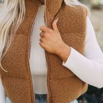 These Three Boutique Shearling Puffer Vest Brown Photo 3