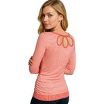 Maurice's Coral Striped Ruched Cutout Sweater Size Medium Retro Pinup Photo 1