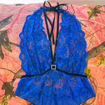 shirley of hollywood true vintage y2k 2000s blue lace rhinestone charm bodysuit Photo 5