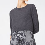 Club Monaco  Claribel Gray Merino Wool 2-in-1 Long Sleeve Blouse Photo 0