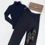 Loft Pants Julie Trouser Wide Leg Sailor Buttons High Waist Career Casual 4 Photo 12