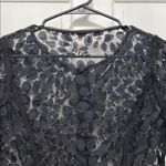Rachel Rachel Roy Black Leaf Printed Sheer Mesh Lace Long Sleeve Blouse Photo 8