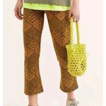 Free People High Time Gold Printed Kick Flare Crop Pants Size 8 Photo 1