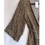 Sheer Leopard Print Ruffle Midi Dress XS/S – Boho Fall Trendy Tiered Chic Brown Photo 4