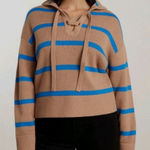 Everlane Striped Lace Up Smocked Sweater in Chestnut Brown Photo 0