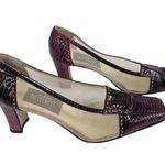 VTG Fashion Influences Purple Snakeskin/Sheer Mesh Pumps Heels w/ Studs Sz 10 M Photo 0