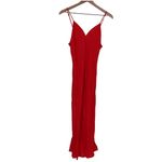 Olivaceous Red Midi Slip Dress V Neck Spaghetti Strap Viscose Rayon Size L Photo 1