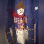 Quacker Factory Blue Knit Holiday Christmas Snowman Cardigan Size XL Photo 7