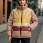 NWT WeSC Vegan Landscape Puffer Sunset Cactus Jacket Unisex Medium Yellow Photo 0