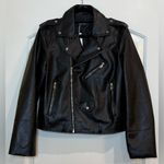 Jhichic vegan leather moto biker black women’s jacket Size L Photo 1