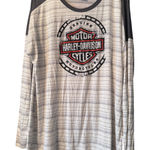 Harley Davidson Striped Long Sleeve T Shirt Portland Oregon XL Gray Photo 0