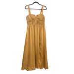 ASTR NWOT  The Label Pleated Bustier Sleeveless Midi Dress MEDIUM in Gold Photo 2
