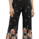 Anthropologie  ETT TWA Blake  Black Floral Pull On Wide Leg Crop Pants EUC Size S Photo 0