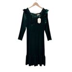 NEW Ivy City Co. Cleopatra Flare Long Sleeve Midi Dress Velvet Green Medium M Photo 3
