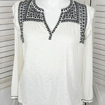 Fat Face Martha Embroidered Slub Knit Shirt Cream 12 Long Sleeve Black Photo 0