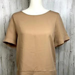 Buckle NWT  Women's Taupe‎ Short Sleeve Crew Neck Open-Back Top Size Small Casual Photo 0