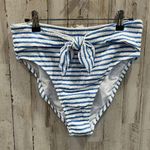 Jessica Simpson Tie Sunshine High Waisted swim bottom L NWT Stripe Blue Photo 0