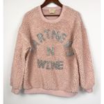 Judith March Pink Sherpa S Sweatshirt Partners N Wine Rhinestone Lettering Photo 8