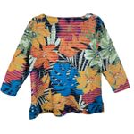 Multiples  Colorful Floral Textured 3/4 Sleeve Round Neck Pullover Blouse Size M Photo 2