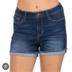 Judy Blue  cuffed mid rise dark wash denim jean shorts‎ size small Photo 3