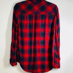 BeachLunchLounge Red and Blue Plaid Flannel-Like Button Up Top size small Beach Lunch Lounge collection Photo 1