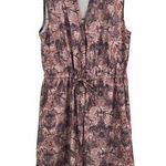 Mondetta performance luxury brown floral sleeveless snap front shirt dress M Photo 0