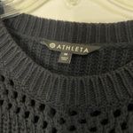 Athleta black crochet knit crew neck chunky oversized sweater size Medium Photo 2