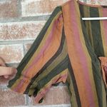 American Eagle Striped Cropped Elastic Bottom Blouse Boho XS Photo 3