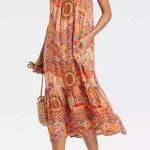 Knox Rose Yellow Paisley Flutter Short Sleeve Midi Dress Photo 0