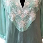 Soft Surroundings mint green embroidered top, size Medium Photo 0
