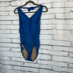 J.Crew  Ruched One-Piece Swimsuit Women’s 12 Blue V-Neck Tactel Nylon Summer Photo 7