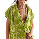 Free People We The Free Sun Splash Printed Top Green Size XL Photo 0
