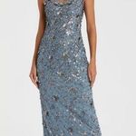 Mac Duggal  Blue Floral Embellished Scoop Neck Evening Gown 10 Photo 0