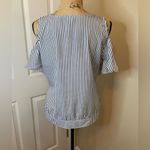 Venus Striped Tie Cold Shoulder Blouse Size M Photo 3