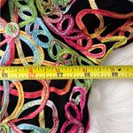 Rainbow colored Graphic pattern Button zipped top with Notched Collar and sheer Pink Photo 6