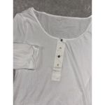Garnet Hill  cuffed sleeves‎ white cotton henley button blouse Small Photo 2