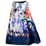 Elie Tahari Nordstrom Watercolor Skirt Size 12 A Line Back Zip Pleats Ar… White Photo 3