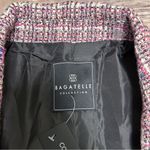 Bagatelle Tweed Pink Black Off White Cropped Single Button Blazer Jacket Large Photo 8