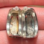 Sterling Silver Vintage Heart Marcasite Half Hoop 925  Earrings Photo 10