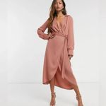 ASOS Design Collared Wrap Midi Dress With Tie Belt Size 2 Photo 11