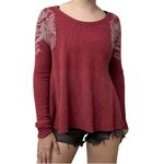 We The Free Waffle Knit Print Thermal Pullover Top Photo 2