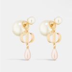 Christian Dior DIOR TRIBALES EARRINGS Gold-Finish Metal with White Iridescent Pink Resin Pearl Photo 0