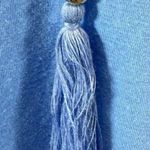 New Direction s blue long sleeve lace detail cross front peasant top size large Photo 2