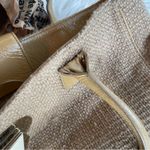 Kate Spade tweed wool burlap and patent leather large Slouchy Satchel tote Photo 9