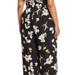 City Chic Jumpsuit SZ 14 Black White Yellow Crepe Floral Print Off The Shoulder Photo 1
