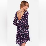 Volcom  Nevermore Navy Floral Button Up Long Sleeve Babydoll Dress Photo 13