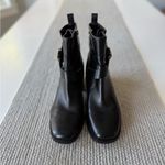 Michael Kors MK Bryce Black Leather Ankle Bootie Boots Silver Logo Size 7 Photo 5