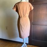 SEPTEMBER | Camel Tan Pencil Short Sleeve Midi Dress Pearl Inset Bodice | Small Photo 3