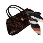 Liz Claiborne Dark Brown Hand Bag Buckle Purse Gold Detail Lightweight Accessory Photo 1